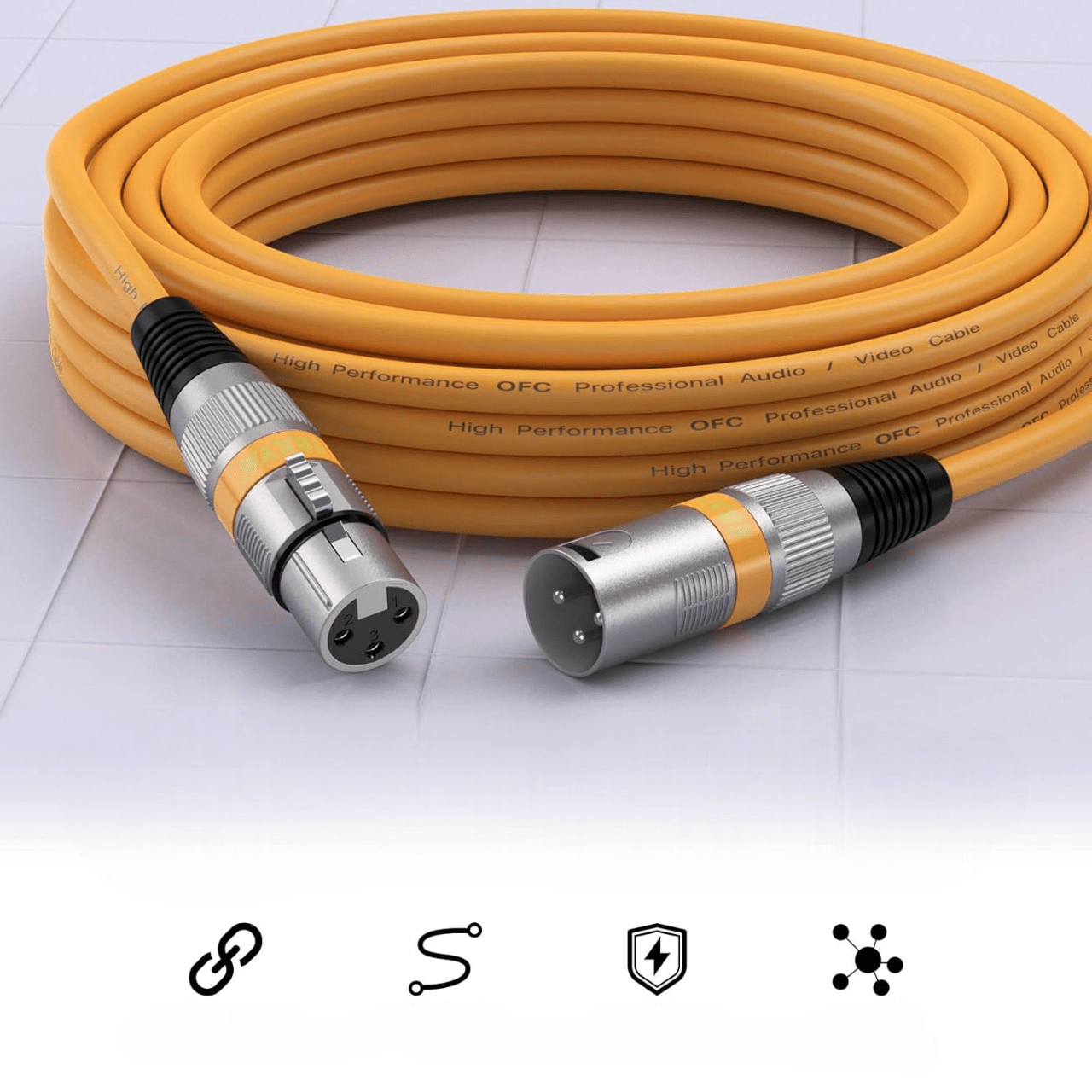 Cable XLR Male Femelle - MicrophoneExtensionCable™ - Orange - Hakybara