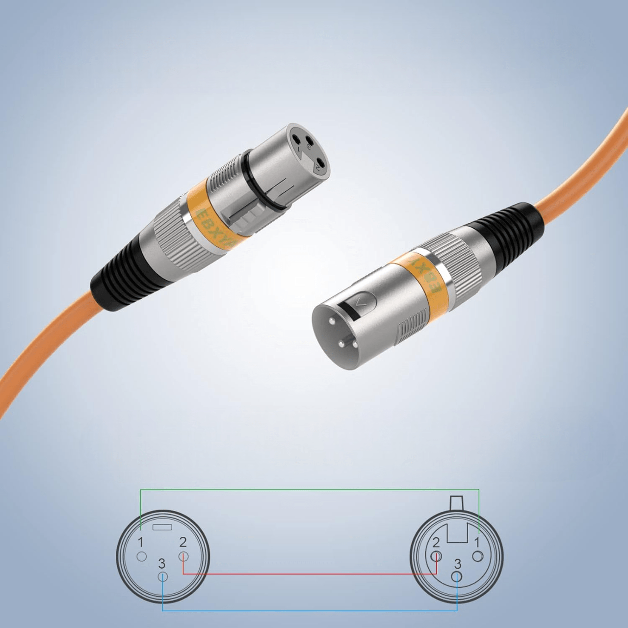 Cable XLR Male Femelle - MicrophoneExtensionCable™ - Orange - Hakybara