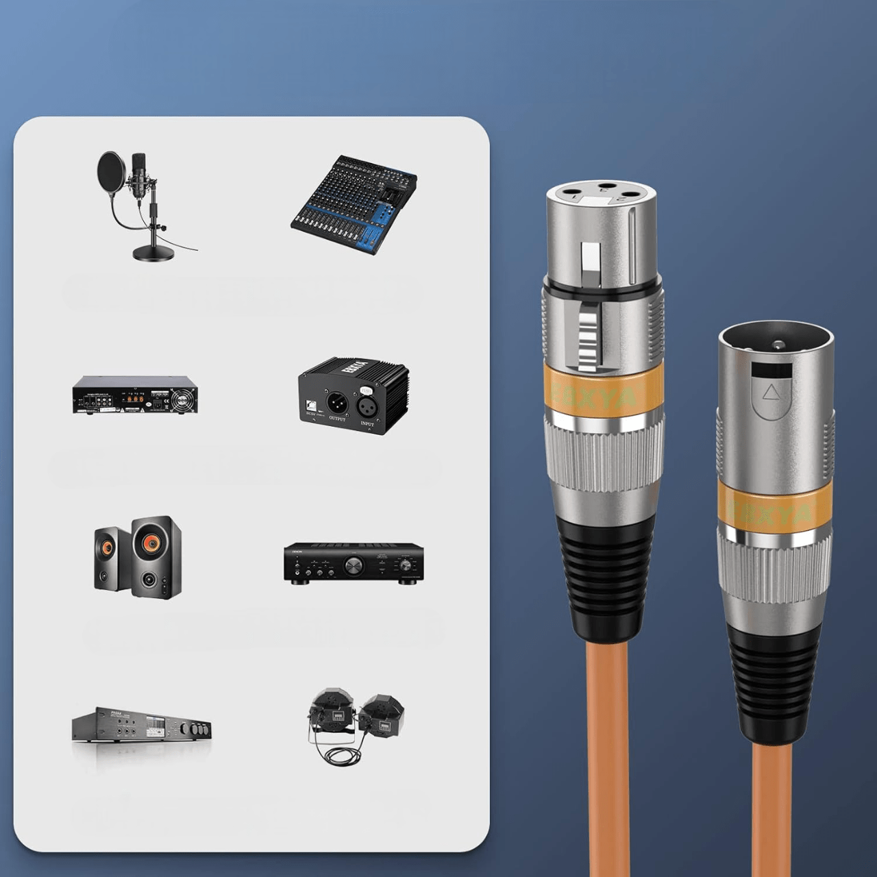 Cable XLR Male Femelle - MicrophoneExtensionCable™ - Orange - Hakybara