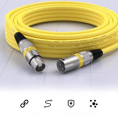 Cable XLR Male Femelle - MicrophoneExtensionCable™ - Jaune - Hakybara